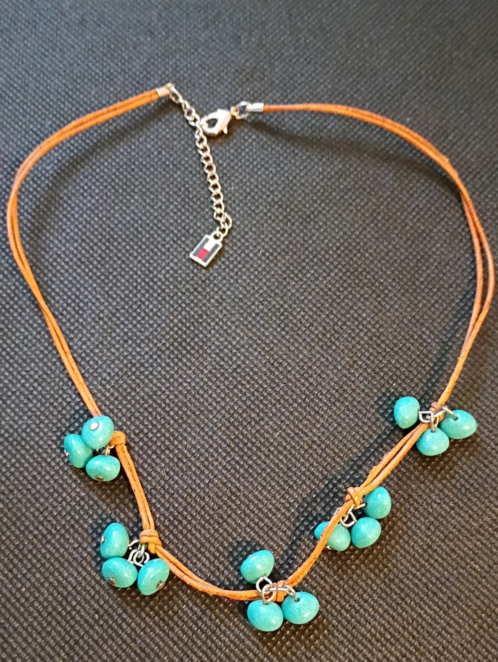 Tommy Hilfiger Turquoise Bead Leather Choker Necklace - Women Jewelry